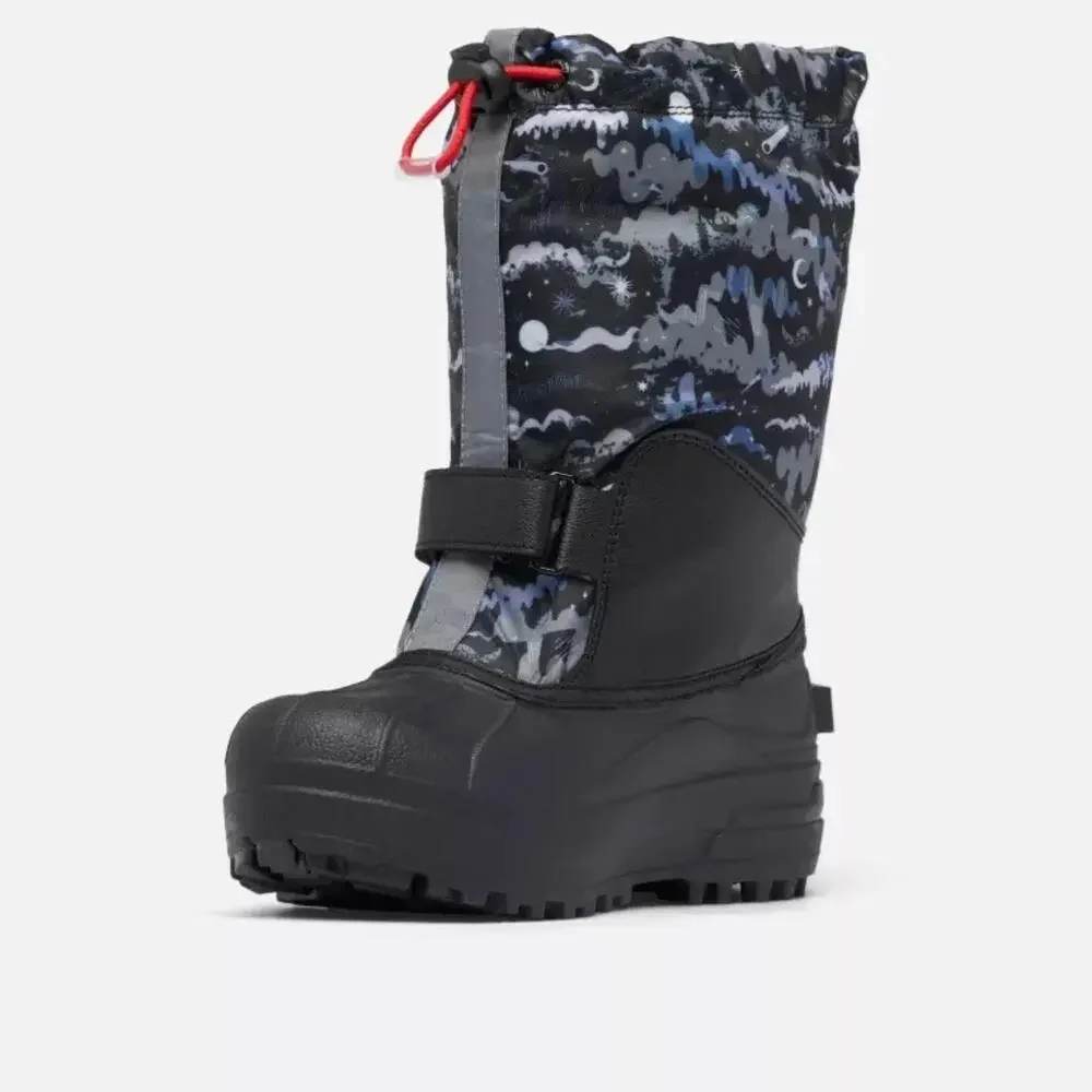 Columbia Powderbug 1637861 Kids Black Forty Print Waterproof Snow Boots GBNC1607